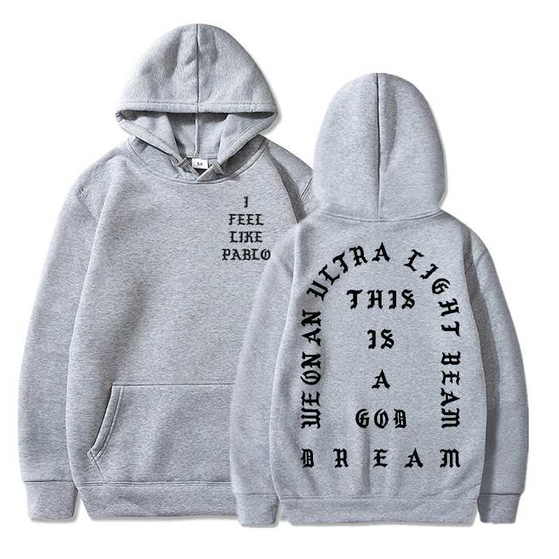 I Feel Like Pablo Hoodies Men Fashion Letter Graphic Printed Sweatshirts Women Cool Casual Harajuku Hooded Pullover Oversized M251124
