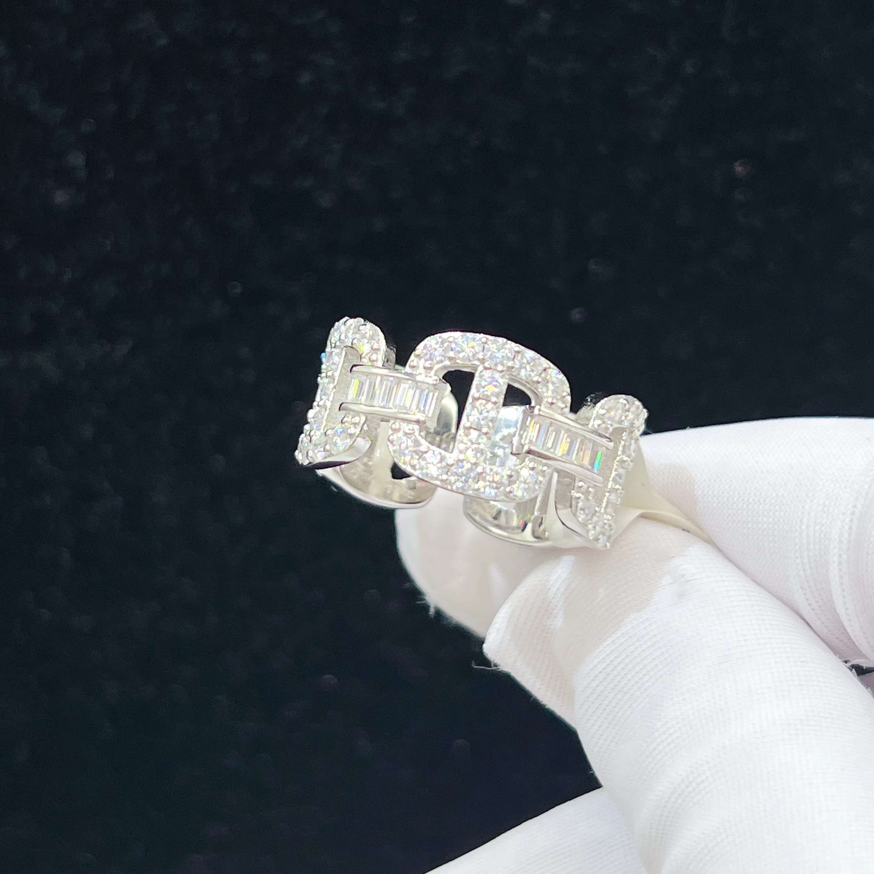 New Fashion Pass Tester Diamond Gold Plated Ring Iced Out Hip Hop Luxury Moissanite Jewelry Ring