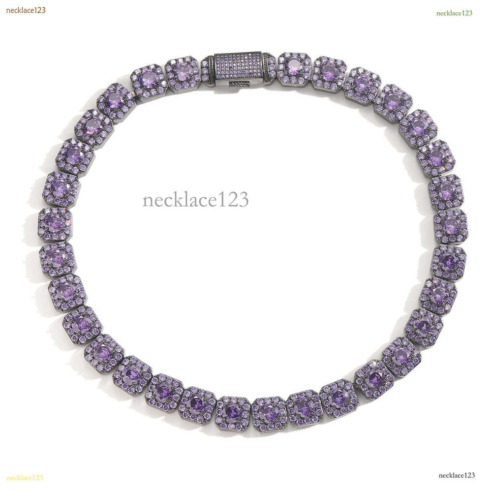 Luxury designer 12mm rock sugar purple Ice out VVS Moissanite collarbone chain for men and women Hip Hop necklace Free delivery