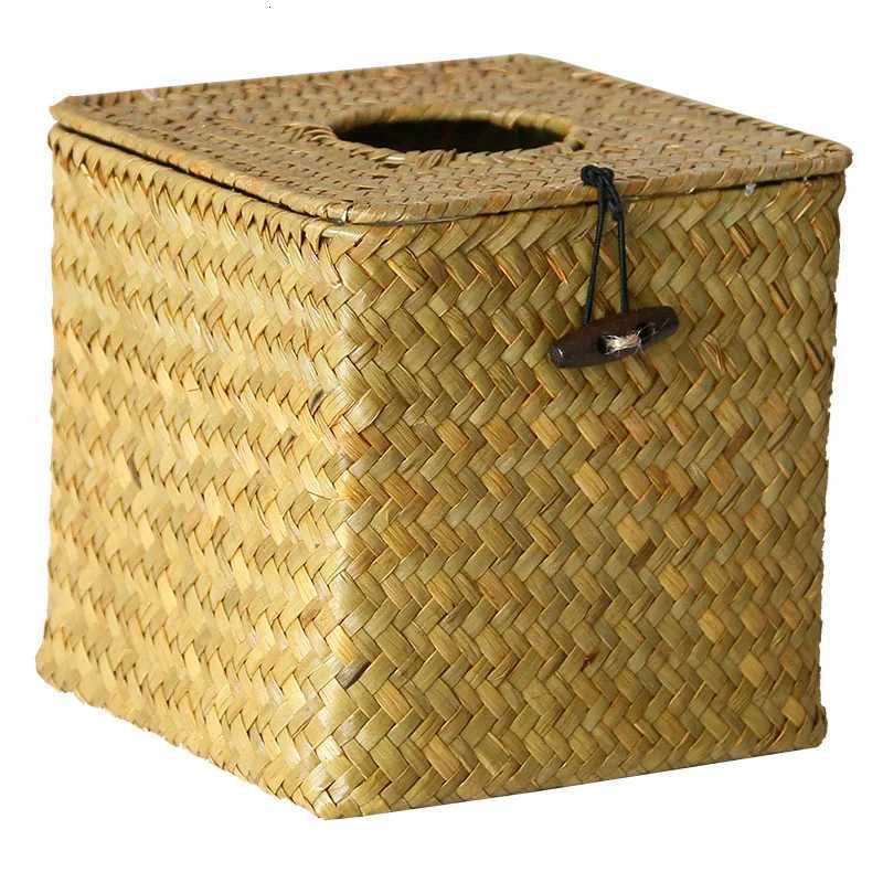 Straw Tissue Box Handmade Woven Rattan Napkin Holder Box Roll Paper Tray Car Living Room Storage Box Home Decor WFM251124