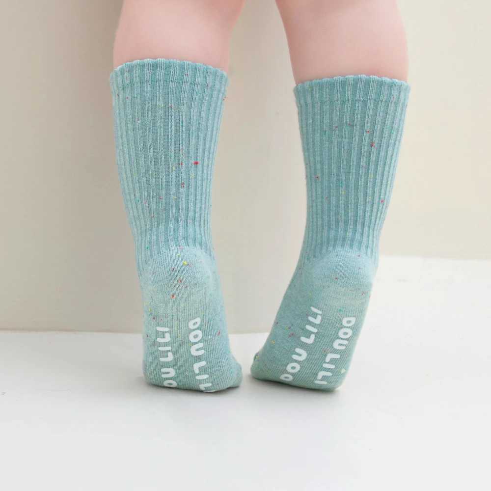 New Cotton Socks For Girls Knee High Rainbow Dot Ribbed Infants Long Tube Sock Anti-Slip Childrens Leg Warmers Boys Baby Socken G251124