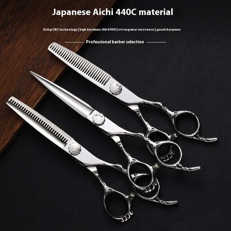 Japan440CSteel Hairdressing 6.0-Inch Salon Hairdresser Professional Flat Reverse Tooth Scissors