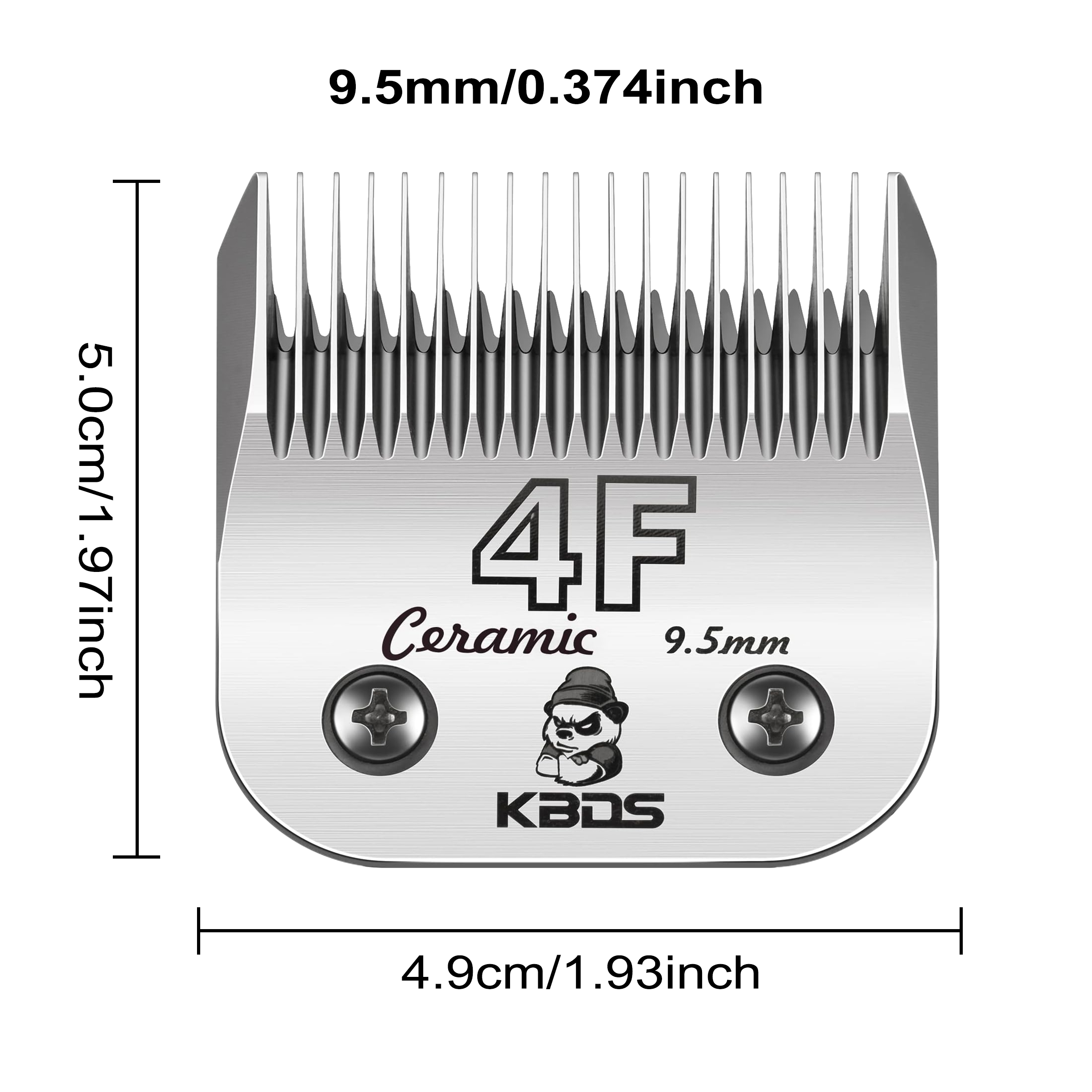 KBDS 4F Ceramic Detachable A5 Pet Dog Grooming Clipper Blades (3/8" - 9.5mm) ,Compatible with Most Andis,Oster A5 Wahl KM Series Clippers(Customi
