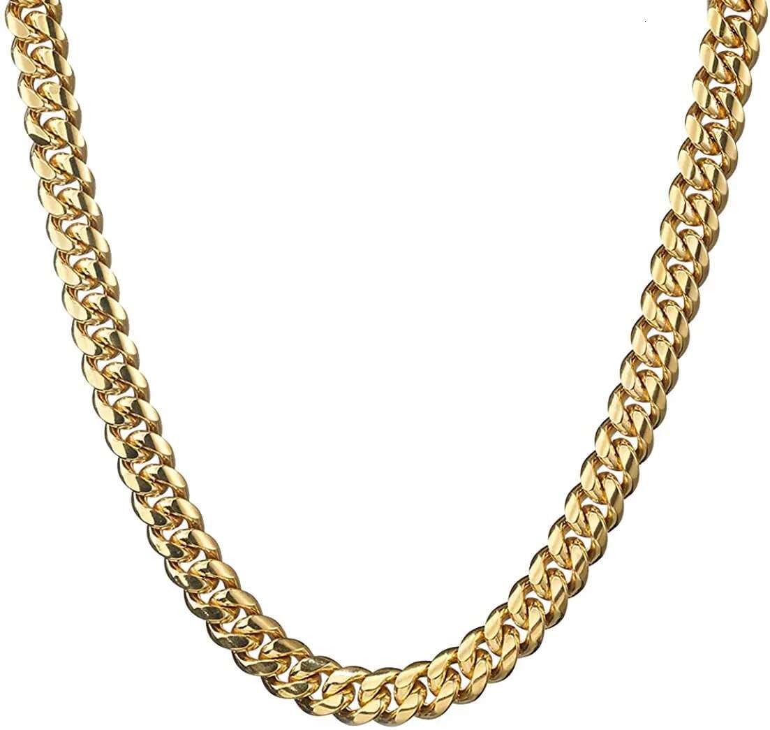 Granny Chic High Polished Gold Color 316L Stainless Steel Curb Cuban Link Chain Necklace or Bracelet Jewelry Gift for Men Women
