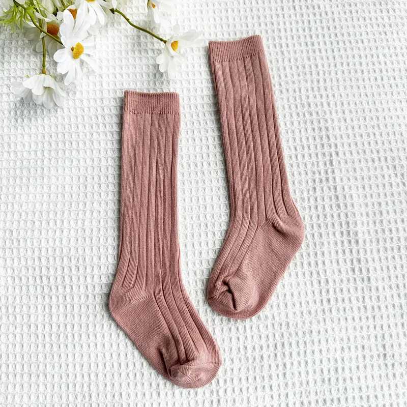 New Solid Baby Boys Girls Knee High Long Socks Cotton Breathable Stripe Soft Kids Sock Children School Uniform Stripe Socks G251124