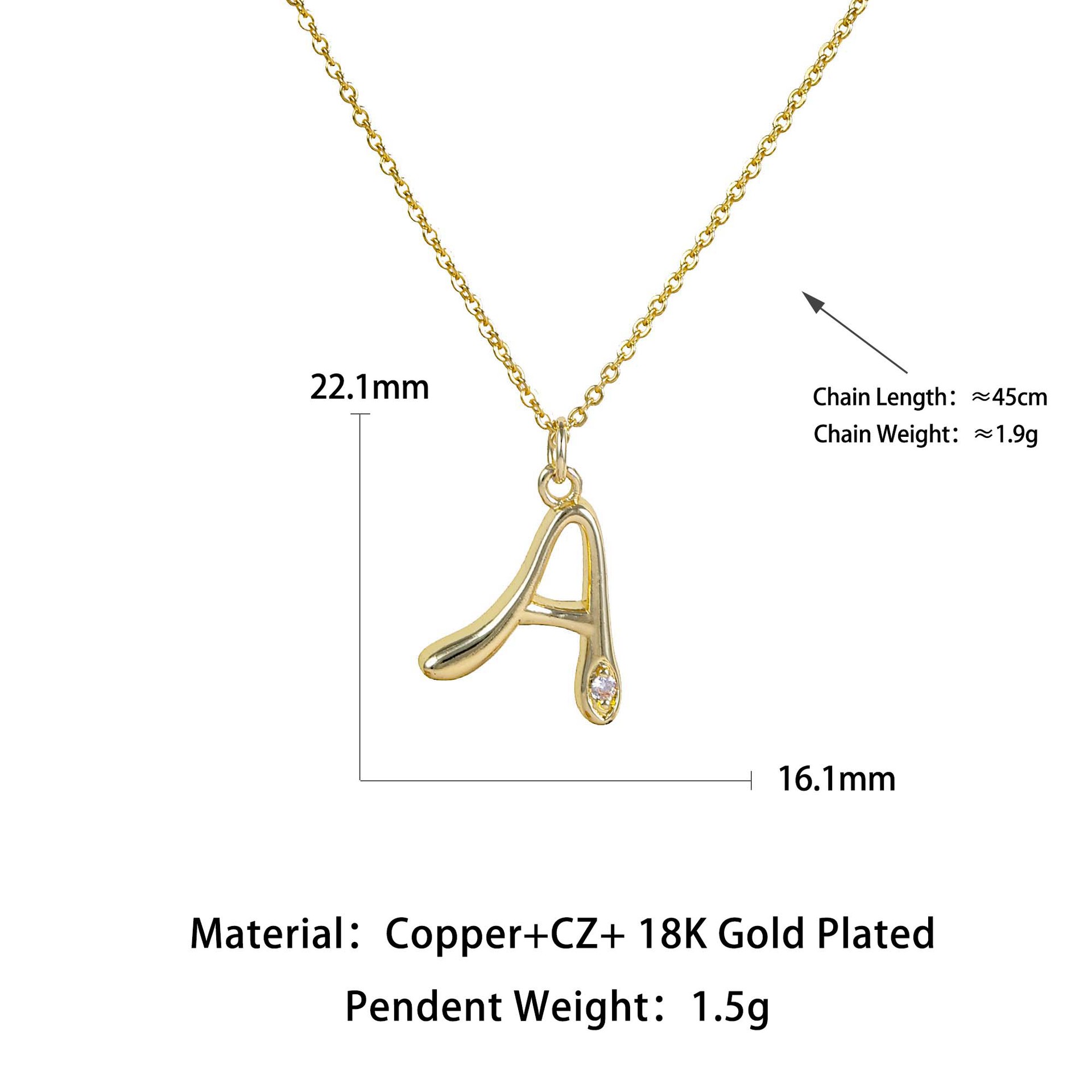 Designer Jewellery High Quality 18K Gold Plated Initial Letter Charm Necklace with Zircon Accents for All Occasions Personalized Gift Textured Elegant
