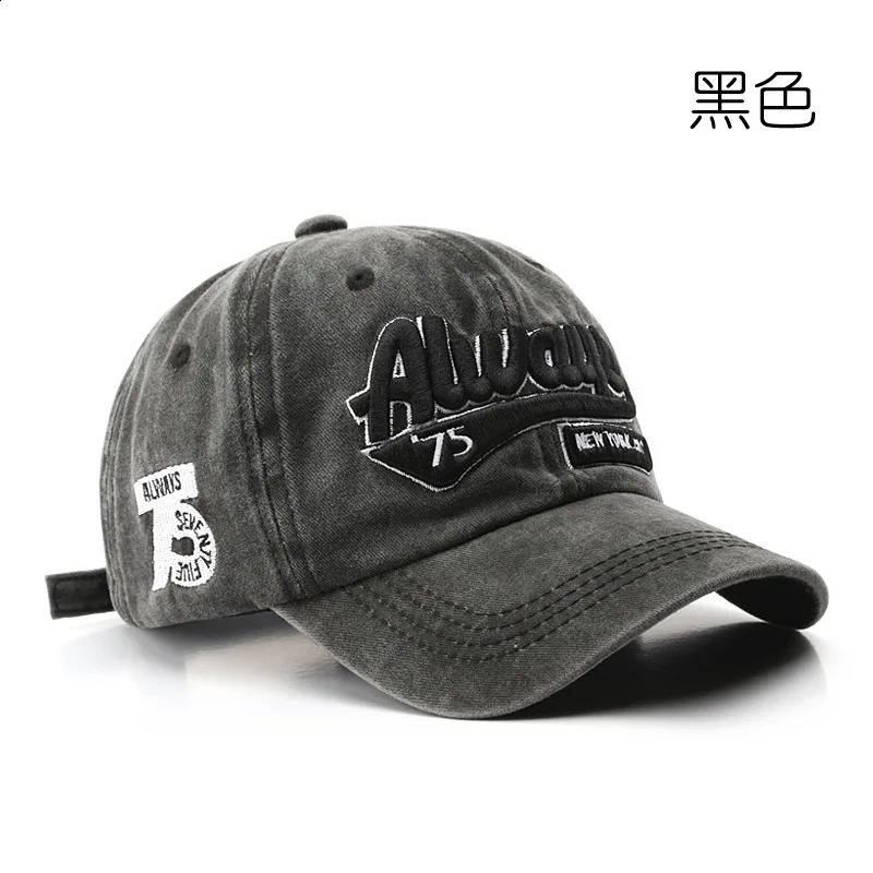 Embroidered Baseball Cap For Women Men Spring Summer Solid Sunhat Retro Washable Sport Caps Hip Hop Fishing Hat 250321