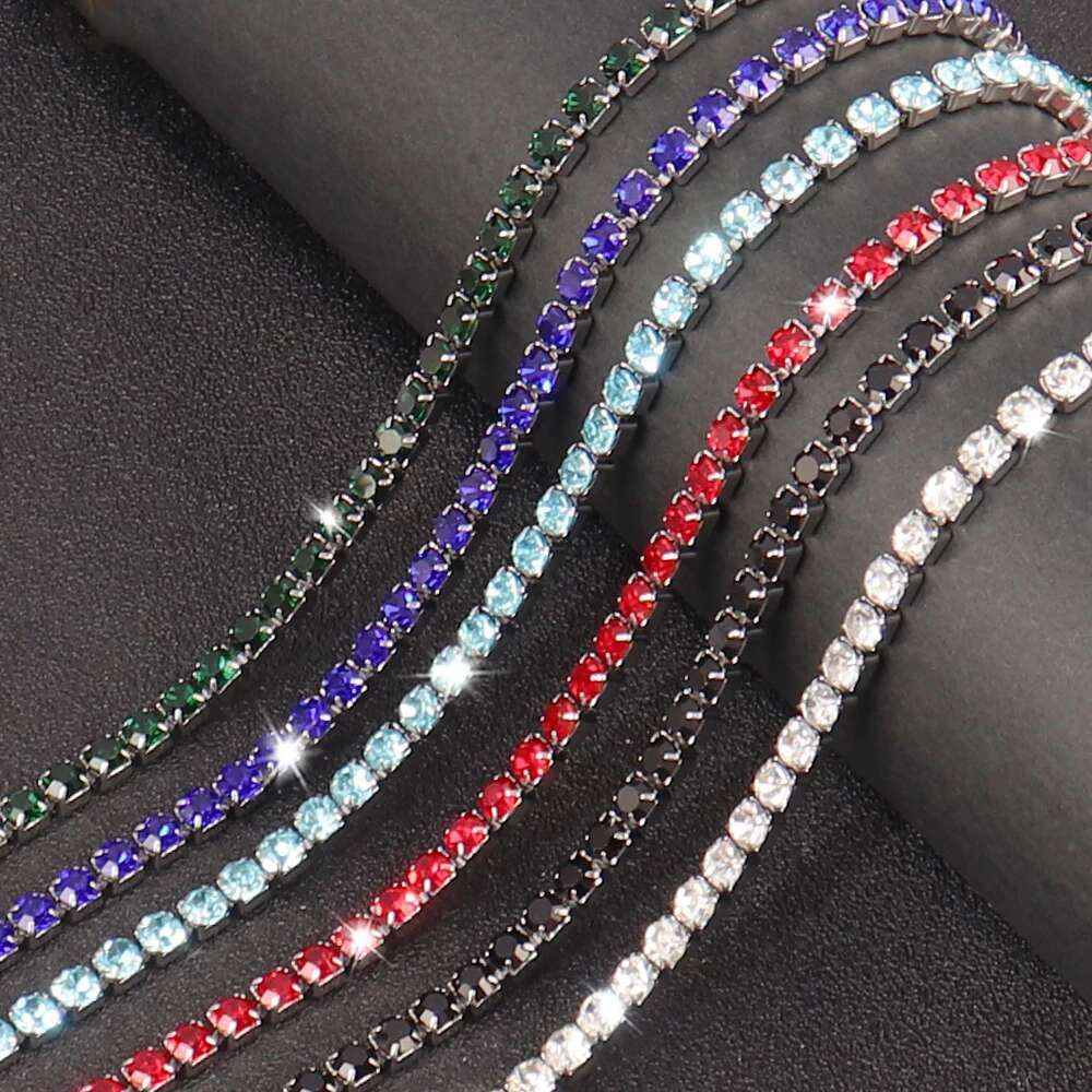 316L 4mm Stainless Steel Necklace For Women Mens Hip Hop Tennis Chain Necklaces Color Crystal Zircon Choker Necklace Jewelry