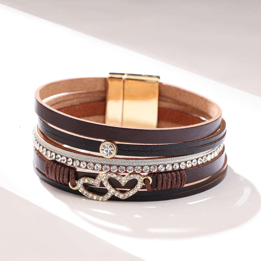 Fashionable New Bohemian Multi layered Love Soil Dia Open Bracelet