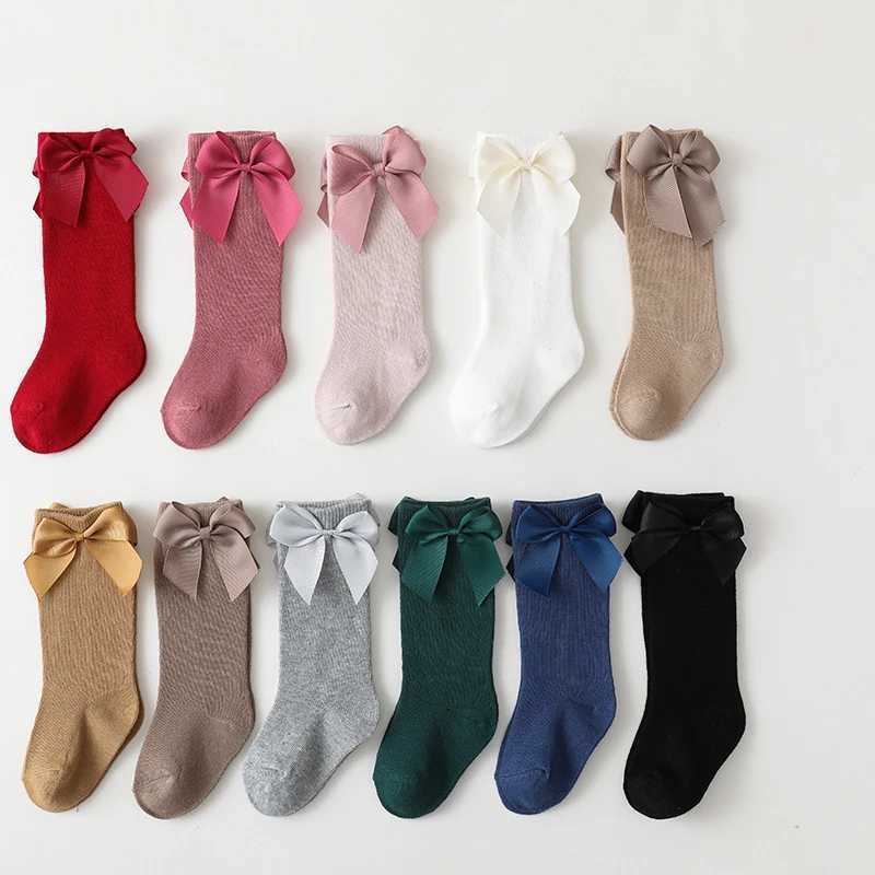 New Brand Baby Toddlers Socks Autumn Winter Children Girls Knee High Long Sock Cotton Big Bow Spanish Style Kids Floor Socks G251124