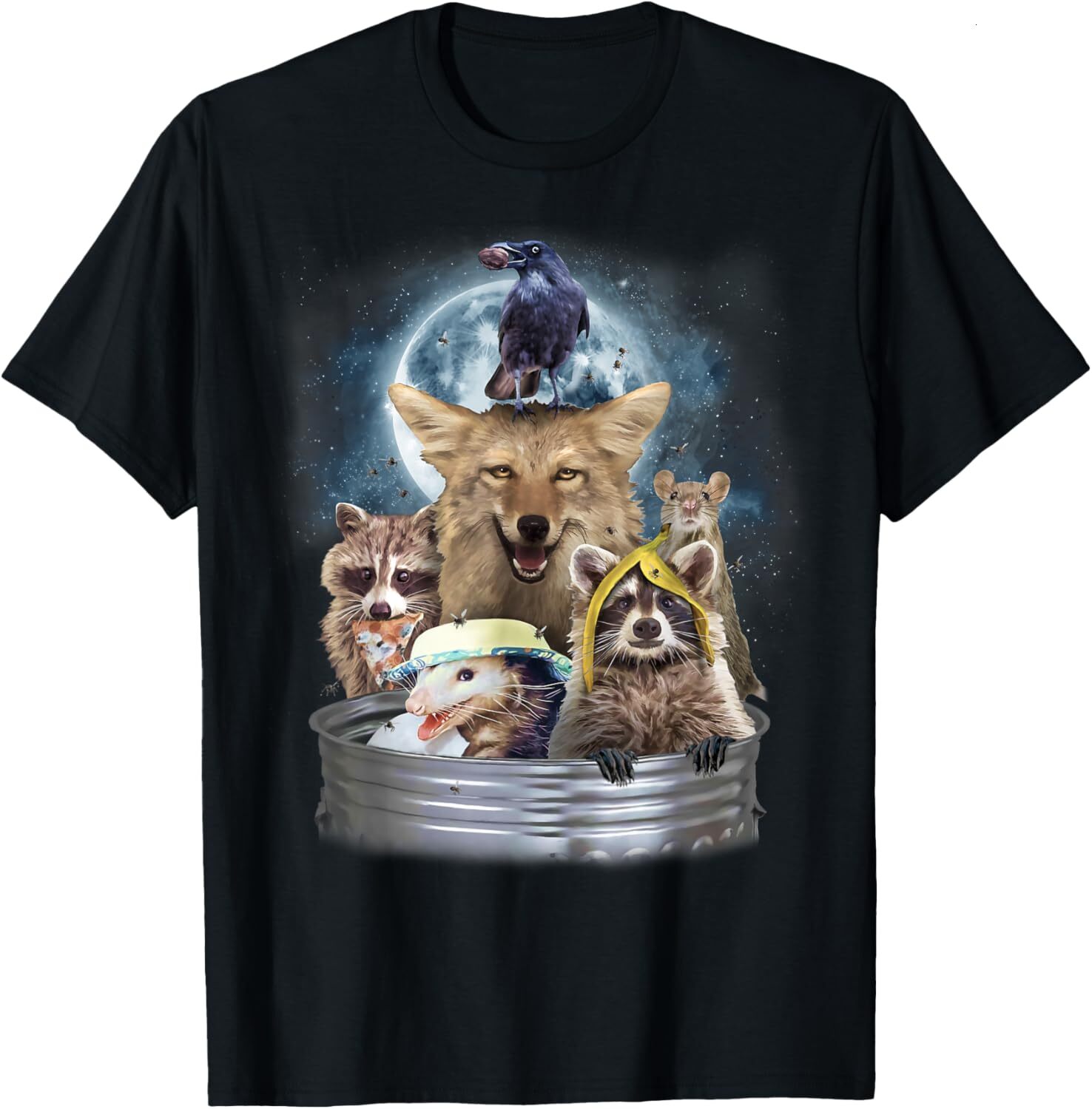 T shirt for Mens Trash Animals Howling at the Moon Shirt - Funny Team Trash Graphic Tee Casual Tops Clothes Short sleeve cool