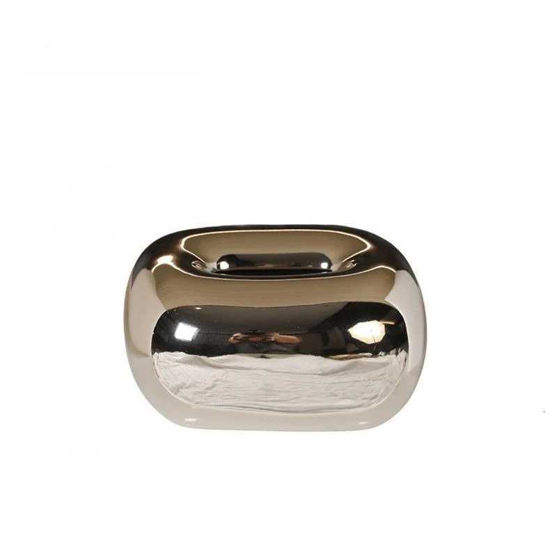 Nordic Cream Ceramic Tissue Box Holder Creative Home Decor for Living Room Bedroom Desktop SilverM251124