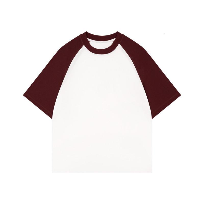 Pure Cotton 300G Raglan Sleeves T-Shirt With Youthful Contrasting Color Round Neck Top, Loose And Casual Short Sleeved Men's Summer