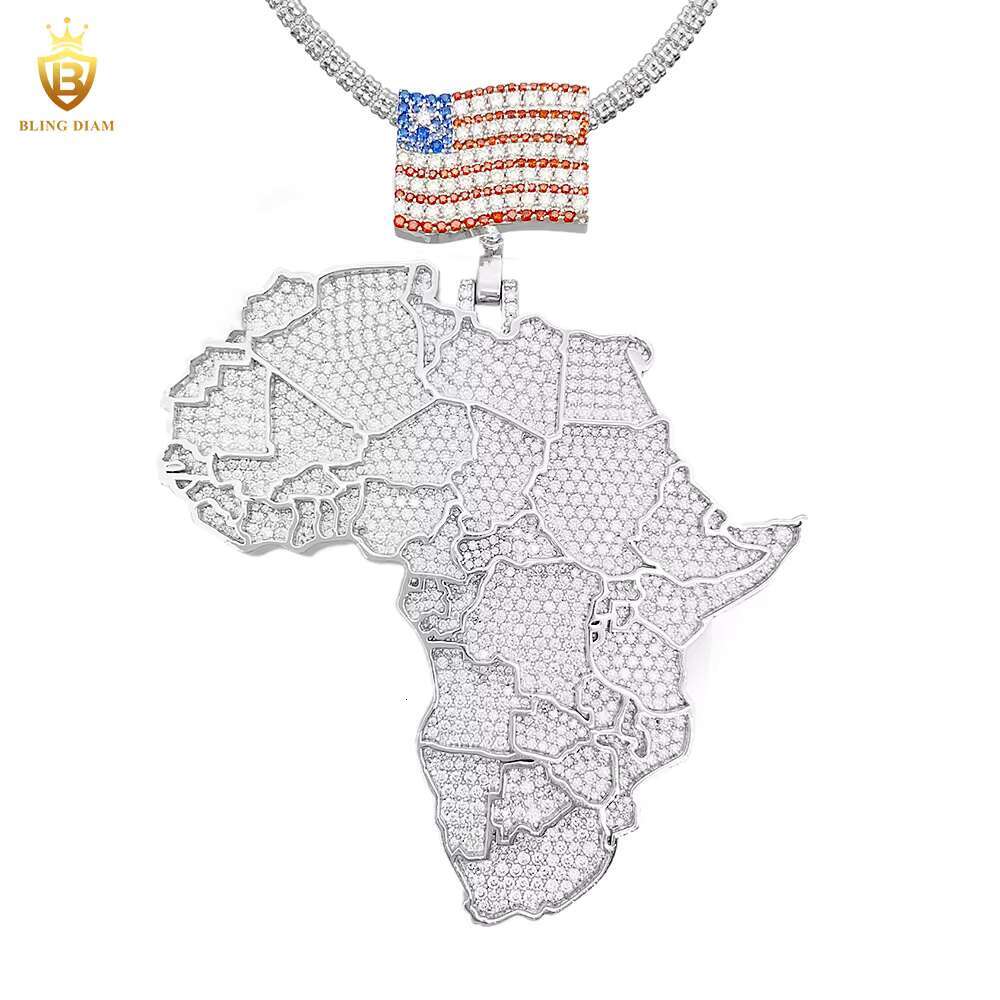 Wholesale United States Map Necklace Diamond Moissanite Initial Pendant 925 Sterling Silver Charm Jewelry Ready to Ship
