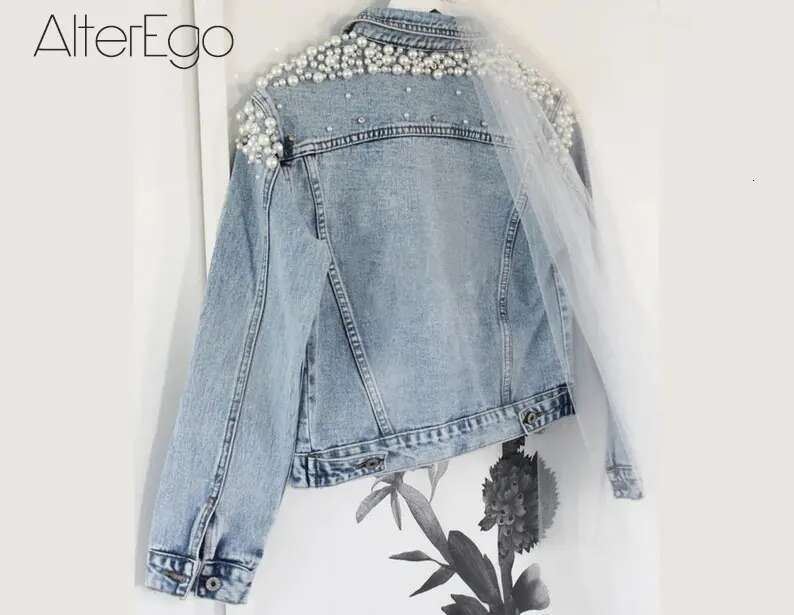 Jean Jackets Bride Pearl Coat Bridal Pearls Coats Future Denim Outerwear Wedding Women's Clothing 2023 Solid Jacket