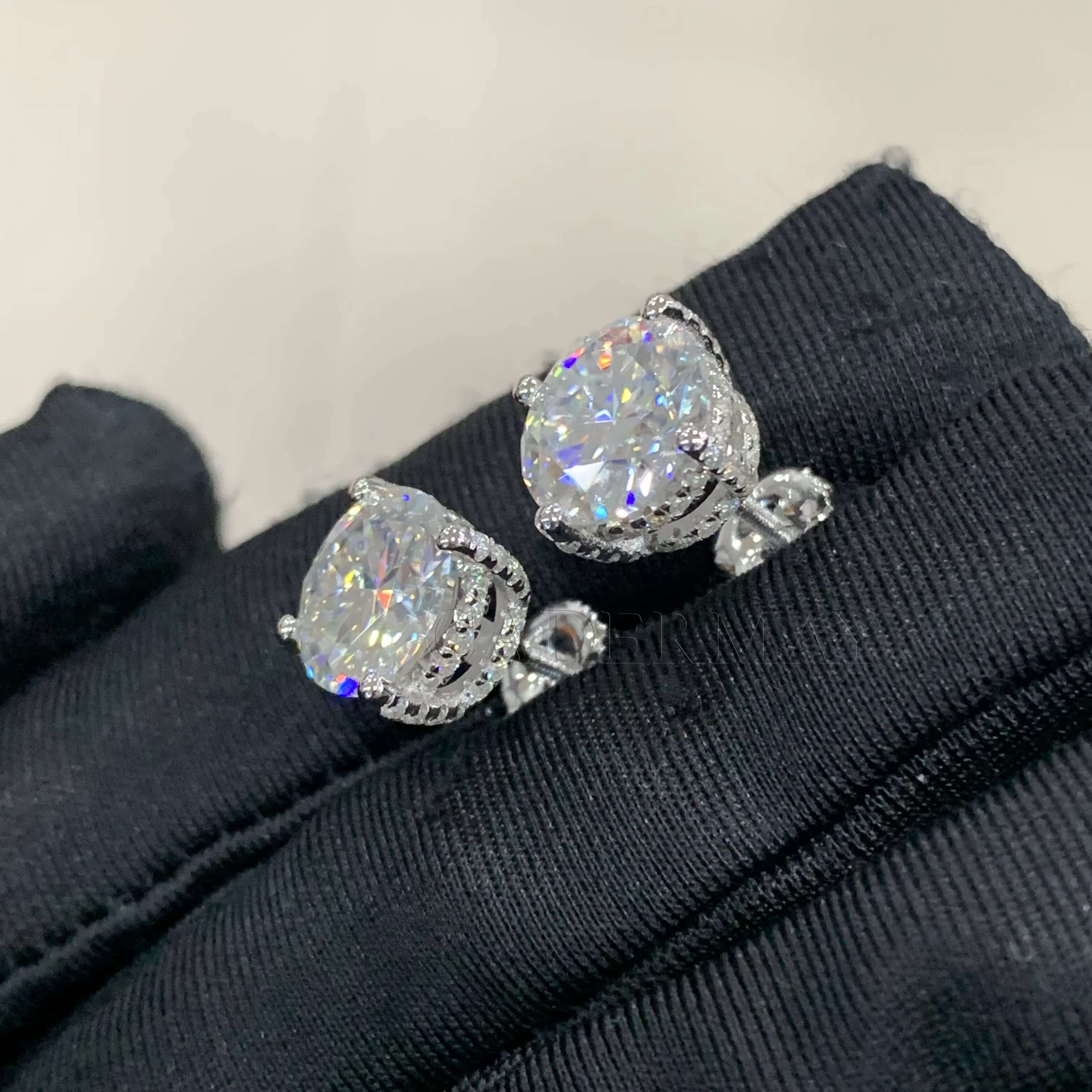 Cadermay 9mm 3ct Moissanite Diamond Earrings 4 Prons Screw Push Back Synthesis Moissanite Solitaire Stud With GRA Certificate