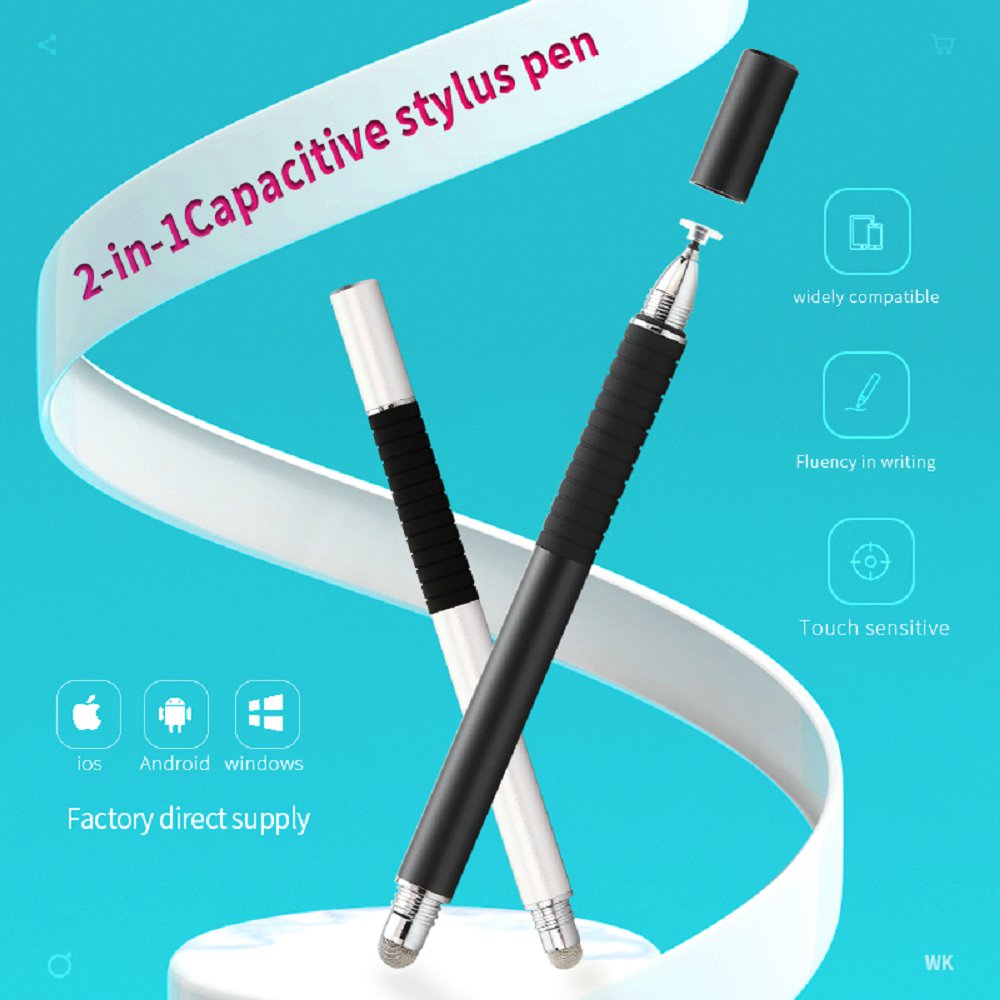 2 in 1 Customized logo Tablet Disc Metal Capacitive Stylus Pencil for Laptop Factory Price Touch Screen Pen Metal Stylus Tip Pen