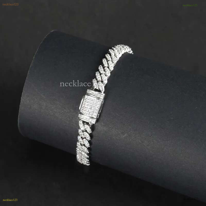 bracelet pendant necklaces fine jewelry 8mm VVS moissanite necklace cuban k sterg sier women men chain miami cubank Free delivery