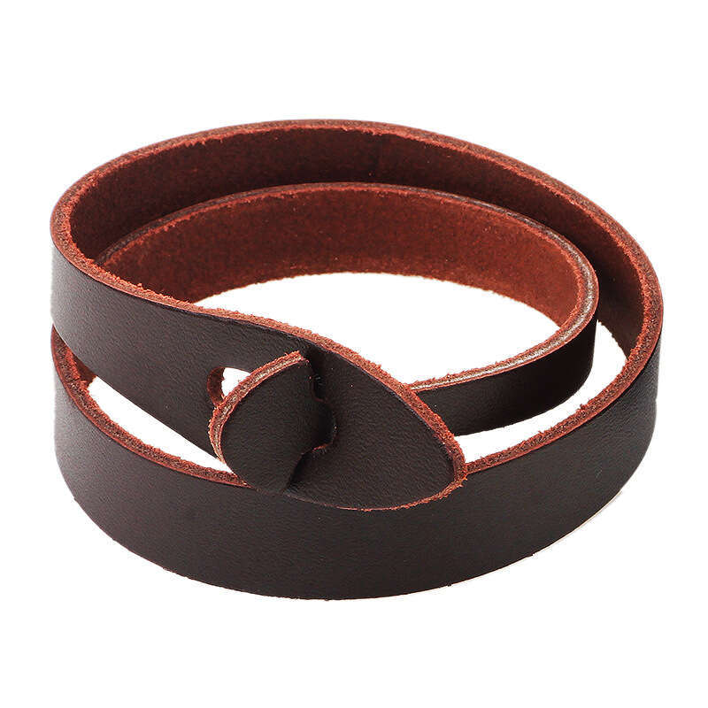 Minimalist and Double Loop Wrapping Personalized Genuine Women, Made of Old Leather Bracelet for Women