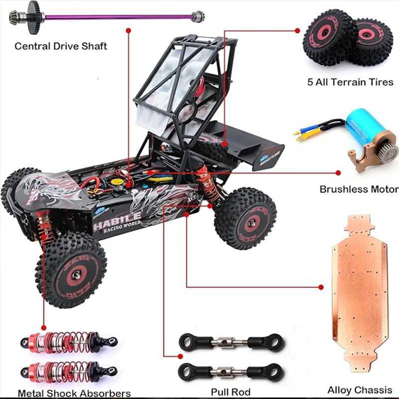 WLtoys 124016V2 Fast RC Car 1/12 Brushless RC Car with Independent ESC for Adults 75km/h Suitable for Outdoors and GiftsW251124