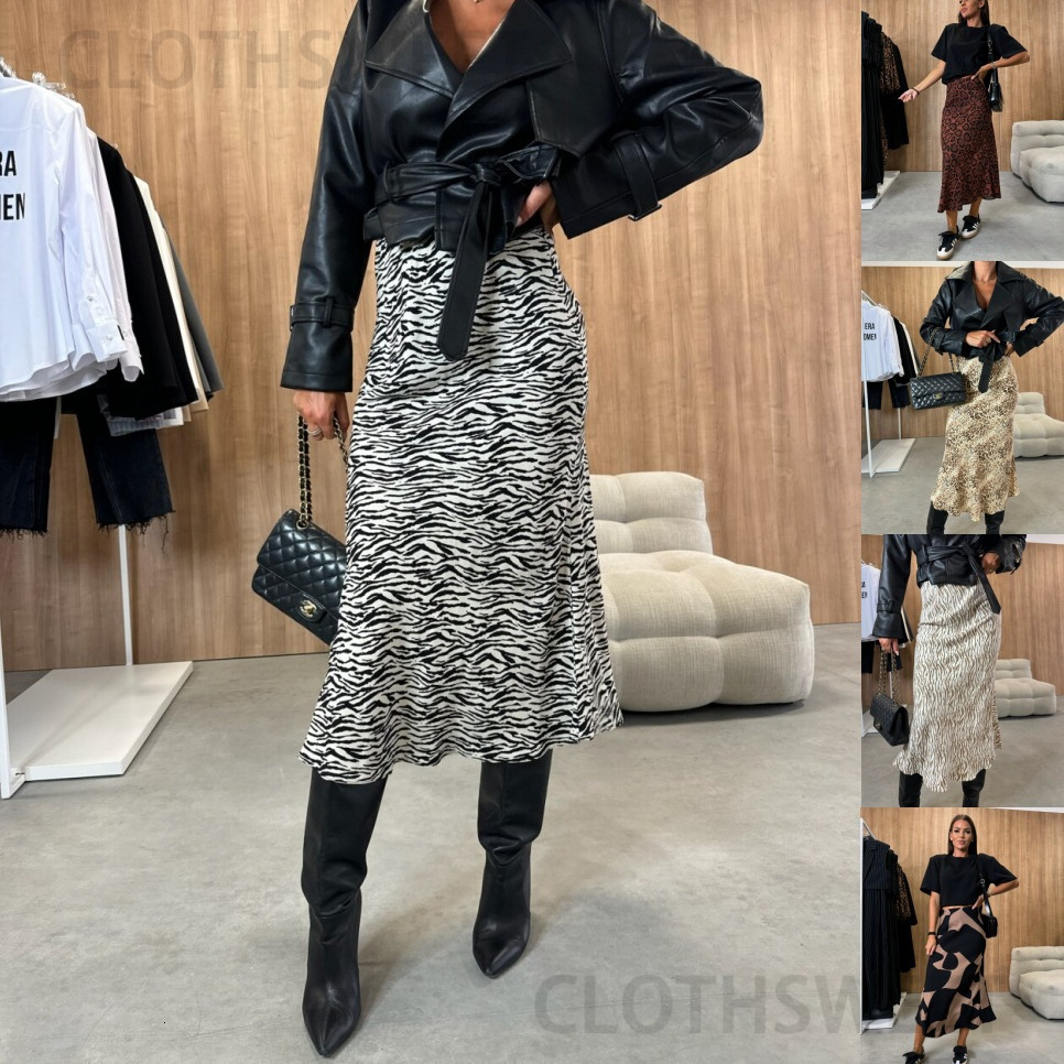 2024 autumn fashion high waist slimming printed womens half skirt for women