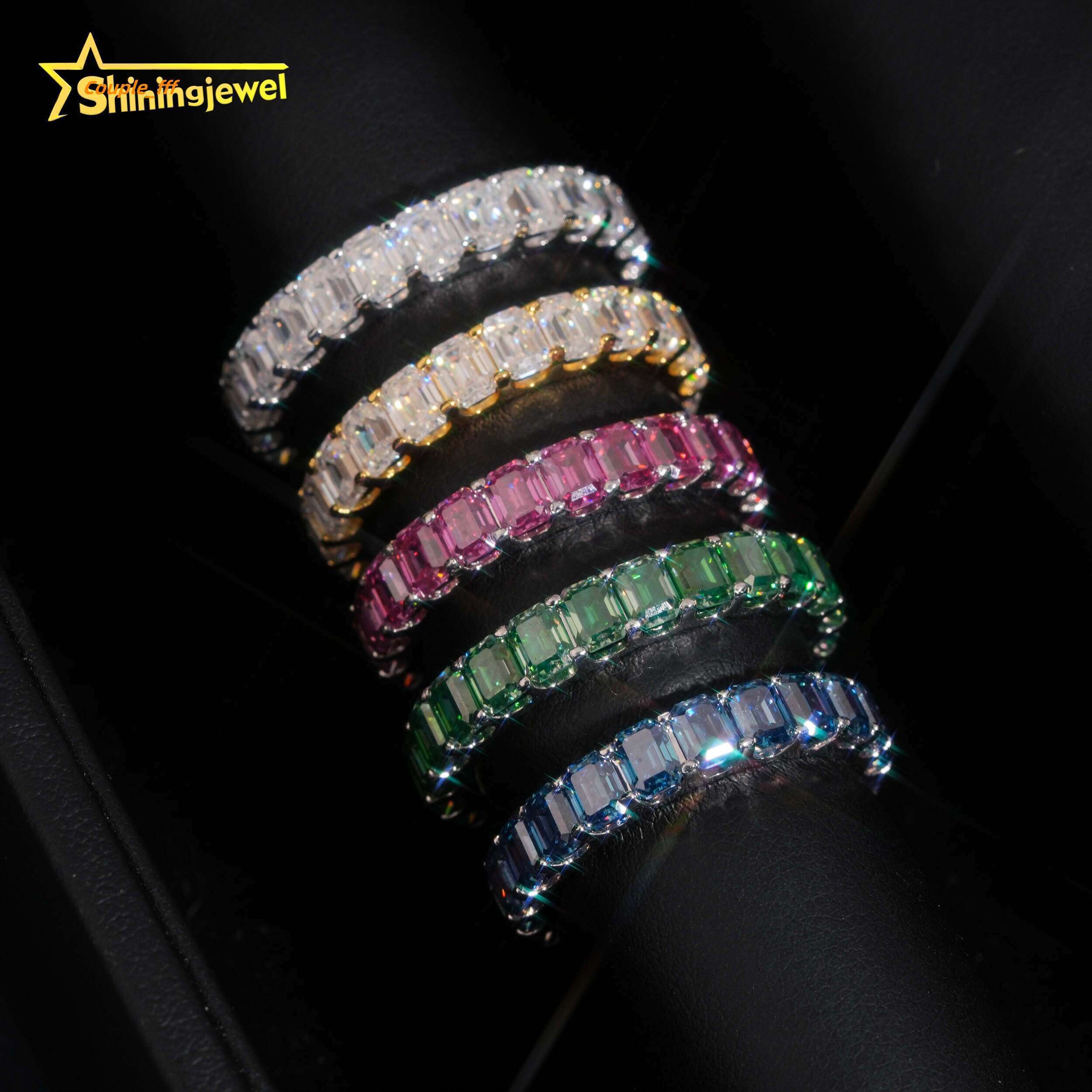 Fashion Jewelry Gold Plated Solid 925 Sterling Silver Sparkling Diamond Custom Hip Hop Men Rings Iced Out Moissanite Ring