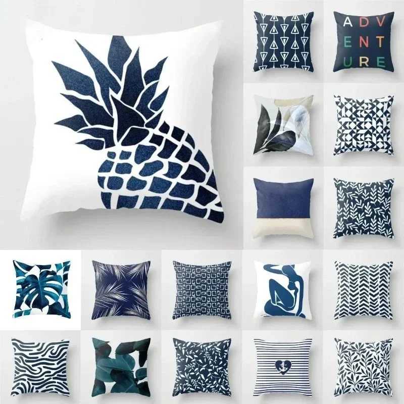 Nordic geometric pillowcase modern dark blue fashion sofa cushion cover living room decoration pillowcase G251124