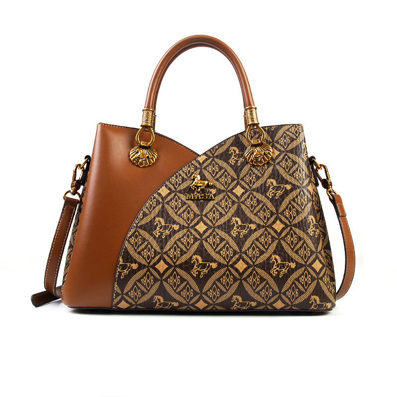 Massa Brand Women S Bag Fashionable Light Luxury Printed Handbag Mom Style Large Capacity Commuting Versatile Crossbody MASA Tote Bag Tote Bag