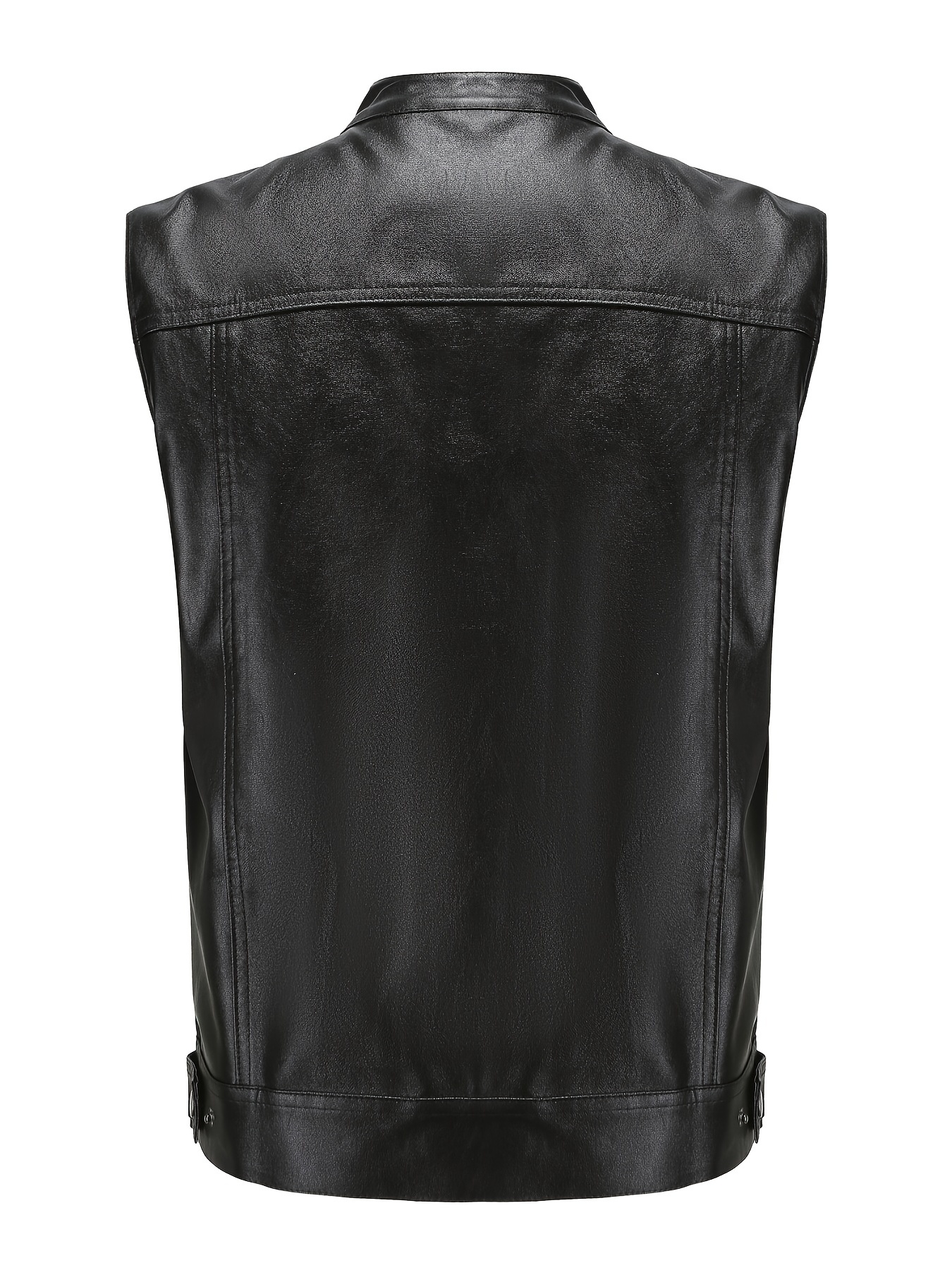 Men's Classic Motorcycle PU PU Leather Vest Casual Black Punk Vest Sleeveless Jacket