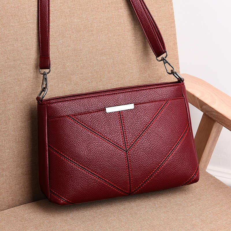 Designer Bag Straight Women's 2025 New Korean Version Trendy Three-Layer Small Single Shoulder Crossbody Soft Leather Mommy Bag