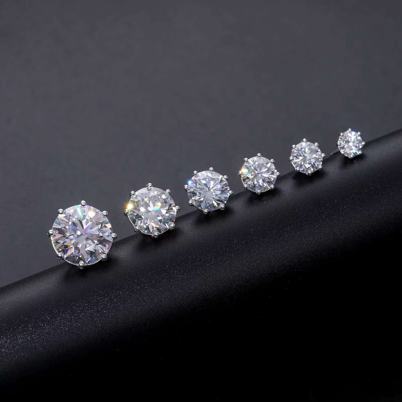 Pass Dia Tester 12ct VVS Earrings 8 Prong Sterling Sier Lab Moissanite Big Ear Stud Jewelry Men Women