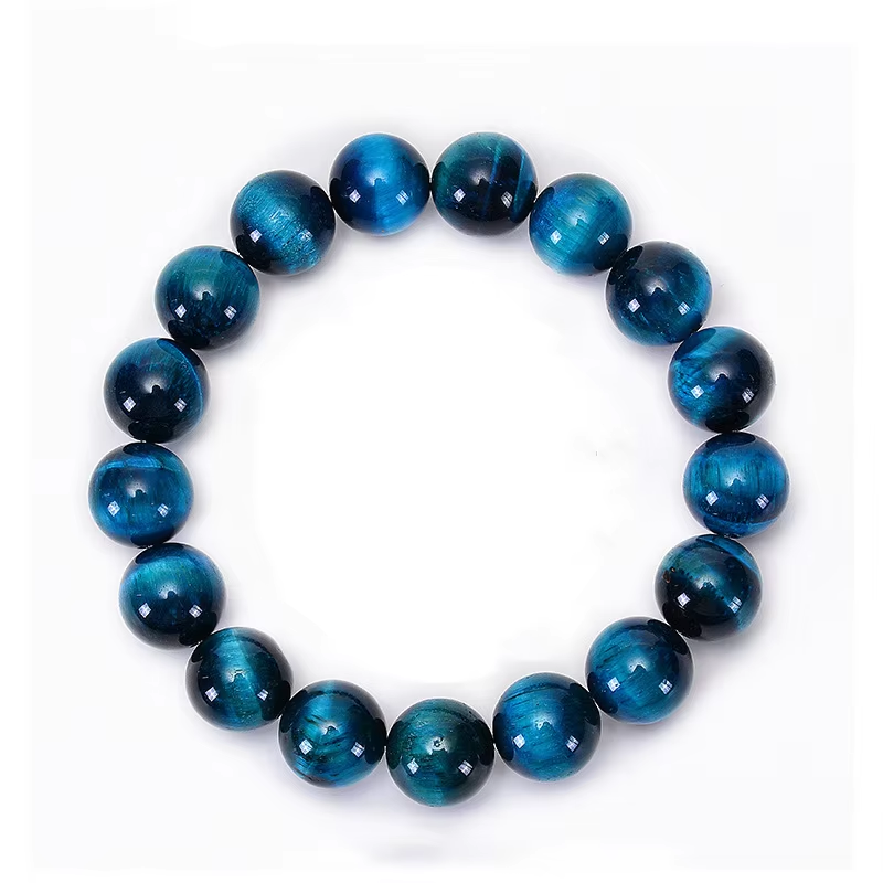 1Pc 6/8/10/12mm Minimalist Blue Tiger Eye Stone Beaded Bracelet Natural Stone Round Beads Bracelet For Daily Decoration