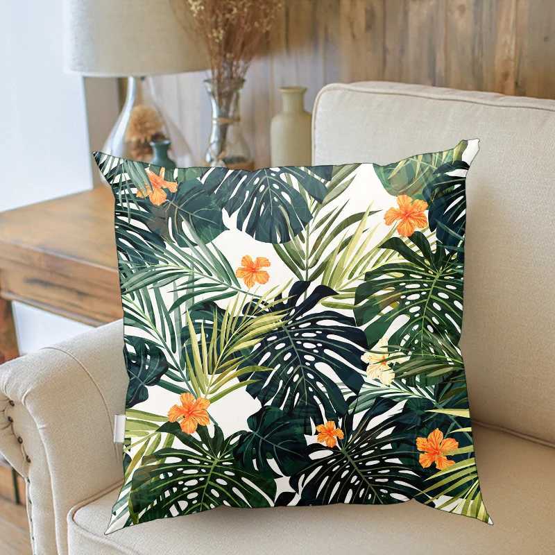 Tropical Palm Leaf Cactus throw pillow cover with short plush print for living room sofa decoration cushion cover pillow covers G251124