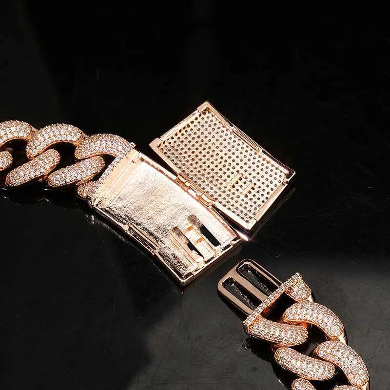 TOPGRILLZ 14mm 20mm Newest Box Clasp Micro Pave Iced CZ Cuban Link Necklaces Chains Bling Jewelry Fashion Hiphop For Men