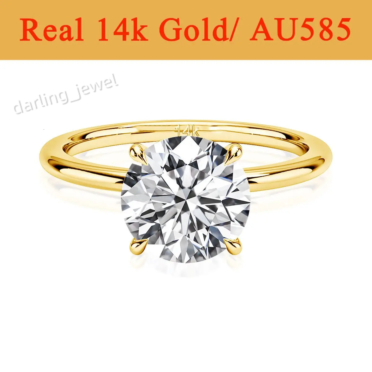 Real Gold 14K Moissanite Ring Simplicity Hollow AU585 Women Diamond Rings Engagement Wedding Luxury Jewelry Mother Lovers Gift