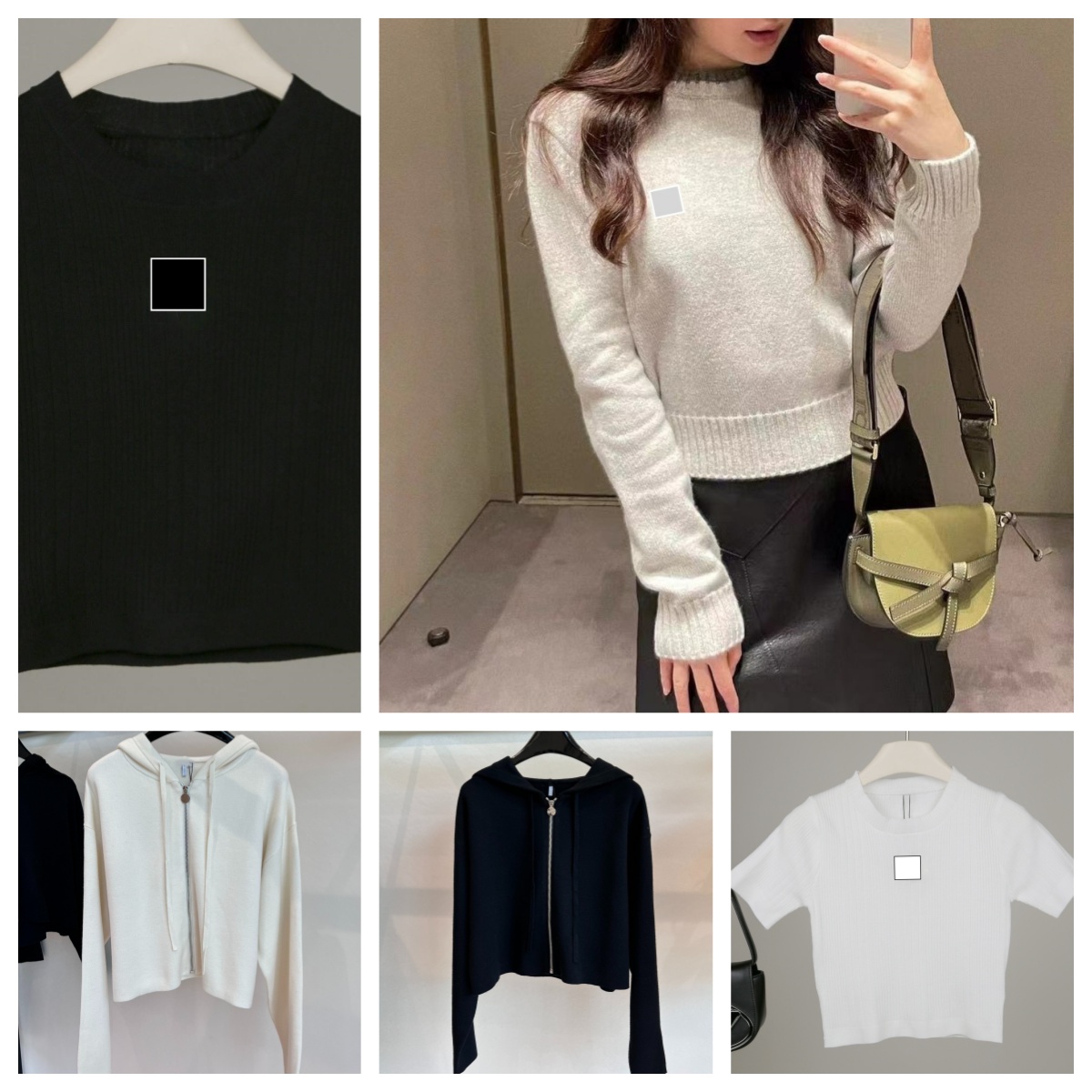 Designers Womens Cardigan Sweaters Letter Long Sleeved Embroidery collar Shirt Black White Colors Tees Ladies Shorts Classic Elastic Tops Knits Bodysuit T-shirt