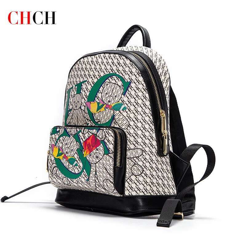 CHCH Women's 2024 New Bear Cartoon Pattern Letter Design Backpack