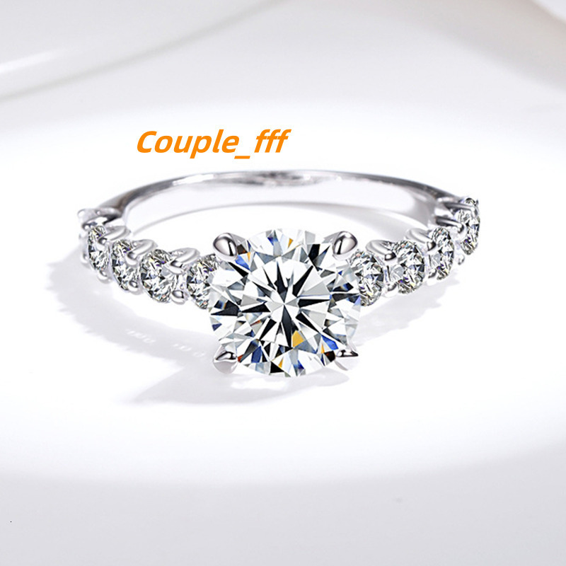 Sterling 925 Silver Moissanite 2Carat Moissanite Ring Four Prong Diamond Jewelry Forever Love Wedding Ring for Women