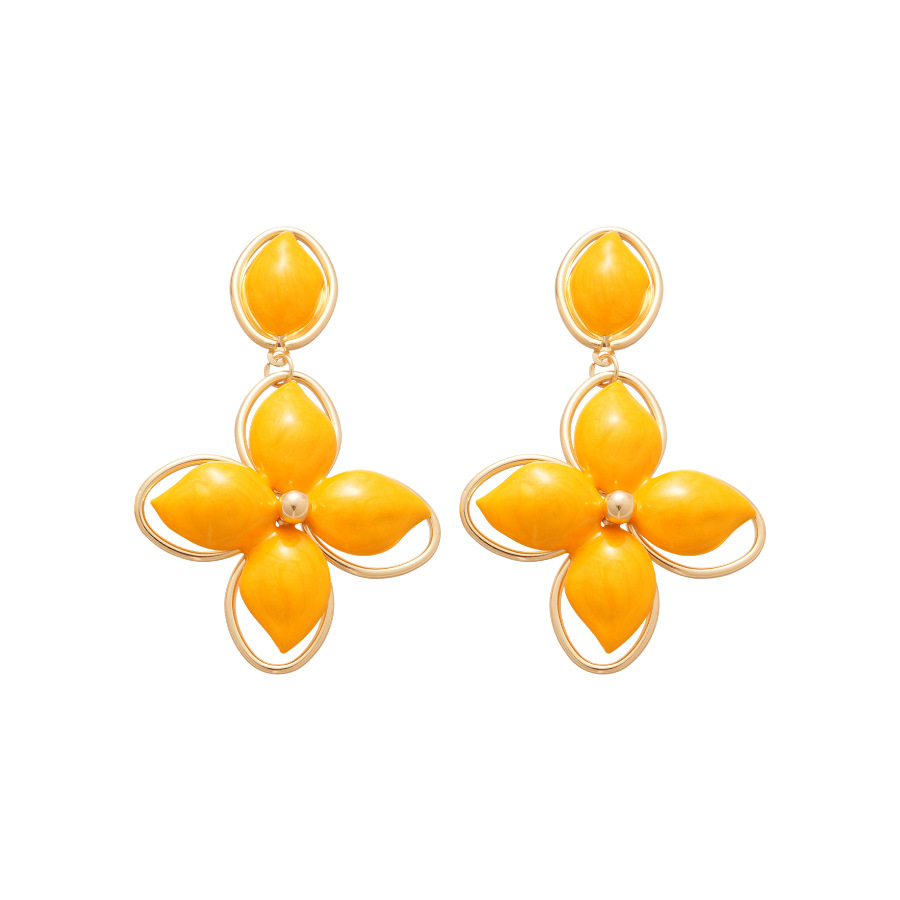 Steel Needle Oil Drop Flower Pendant Vintage Fashion Elegant Versatile Light Luxury High-end Exaggerated Earrings for Women - view 9