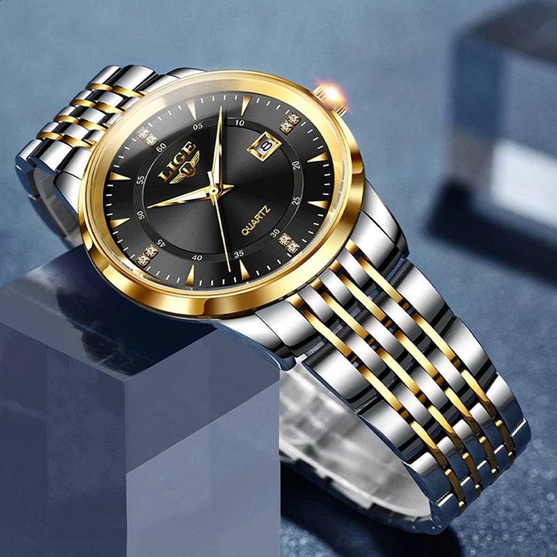 LIGE Fashion Womens Watch Top Waterproof Quartz Casual Sports Date Chronograph Monthly 250417
