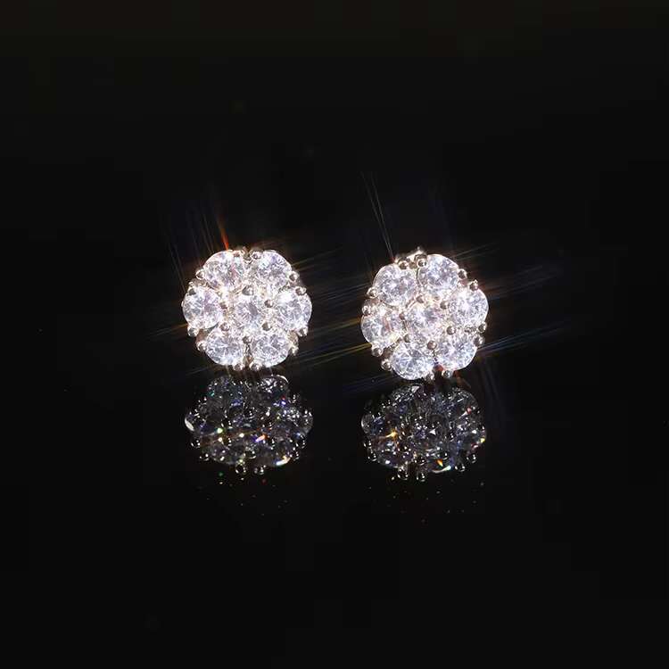 In Stock 925 Sterling Silver Moissanite Flower Cluster Earrings Pass Diamond Tester VVS Moissanite Screw Back Earring Stud