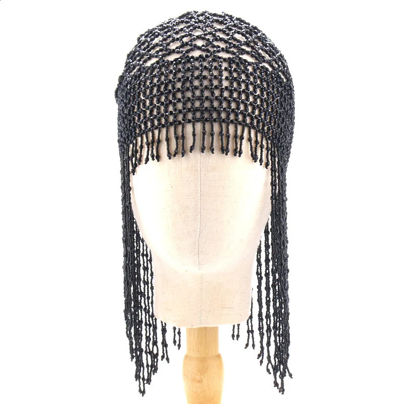 style belly dance hat performance hair accessories pure handmade beaded bridal accessories long tassel headdress 250420