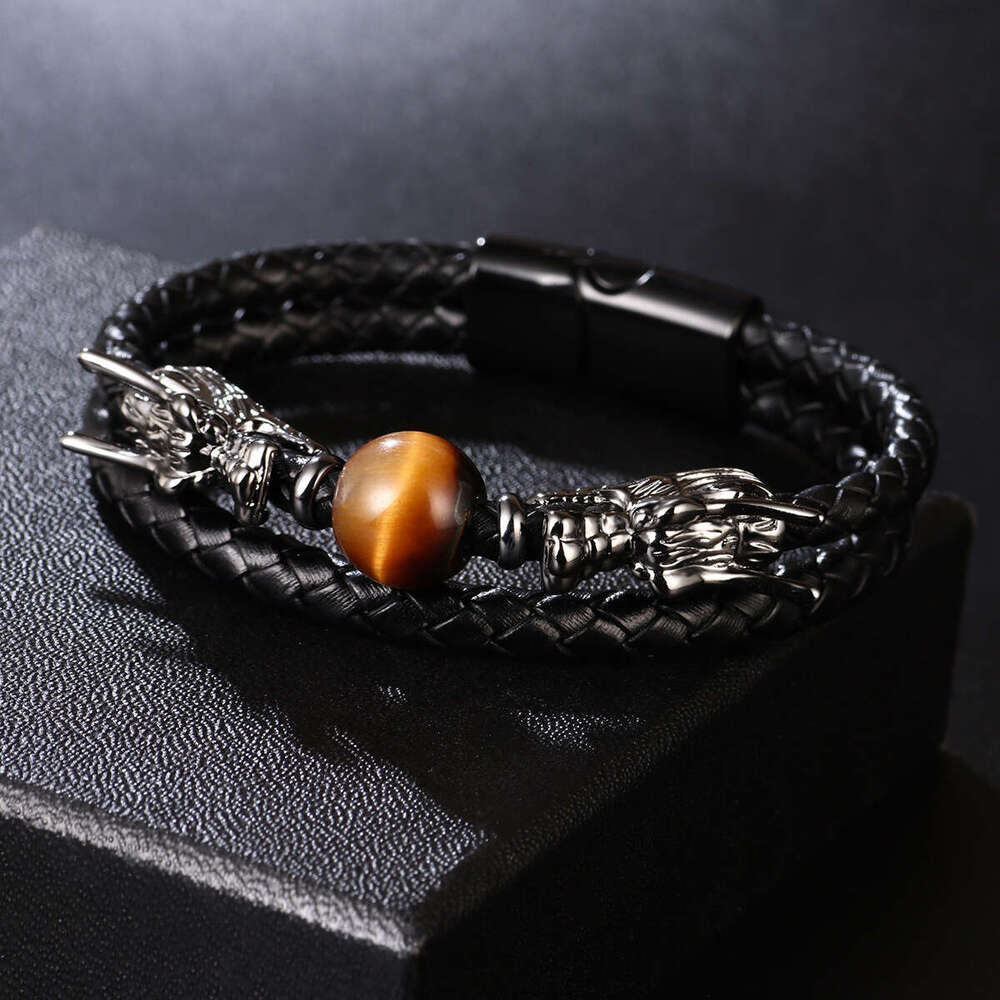 Chinese Loong Bracelet Personalized Double layer Hand woven Alloy Magnetic Buckle Hot Selling Versatile Accessories