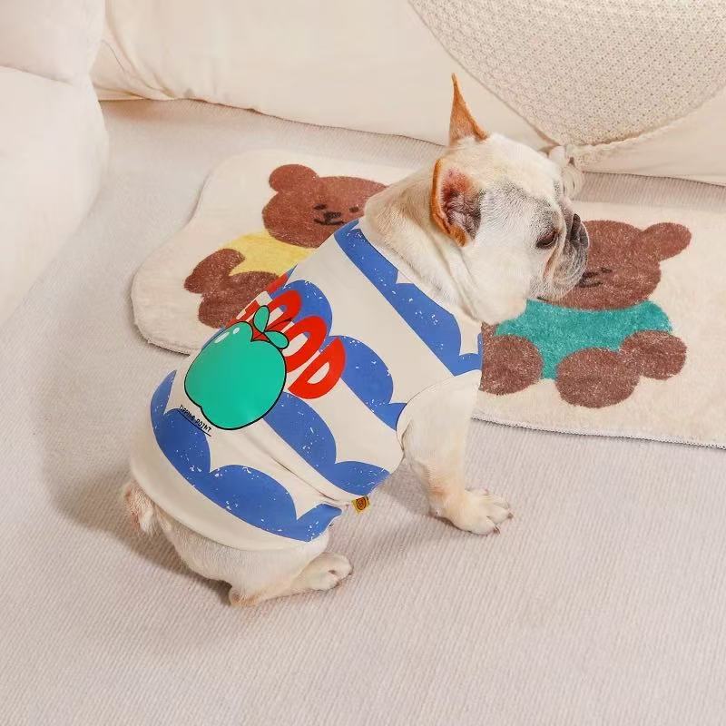 T00054Medium-sized dog clothes summer thin striped shirt comfortable breathable anti-shedding large