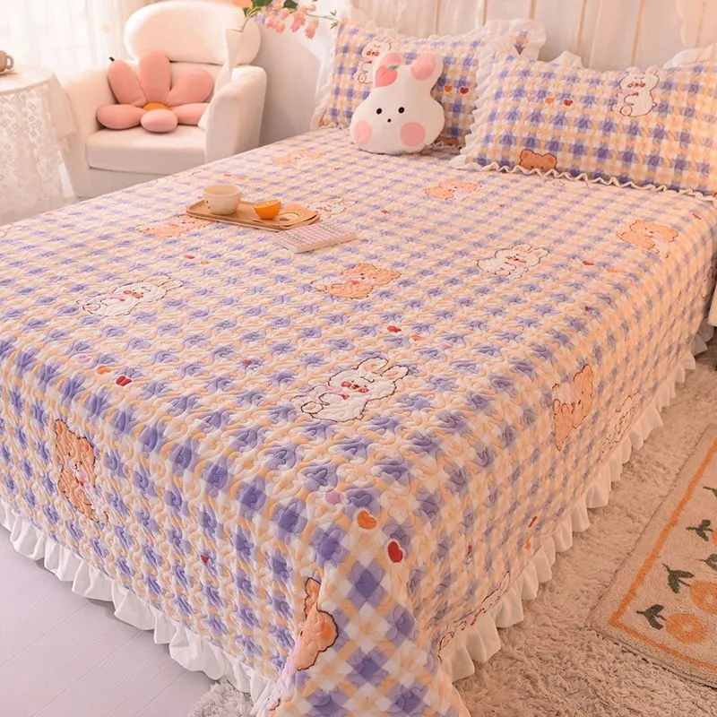 Couvrette de lit matelassé en velours à lait imprimé mignon 3 pc
