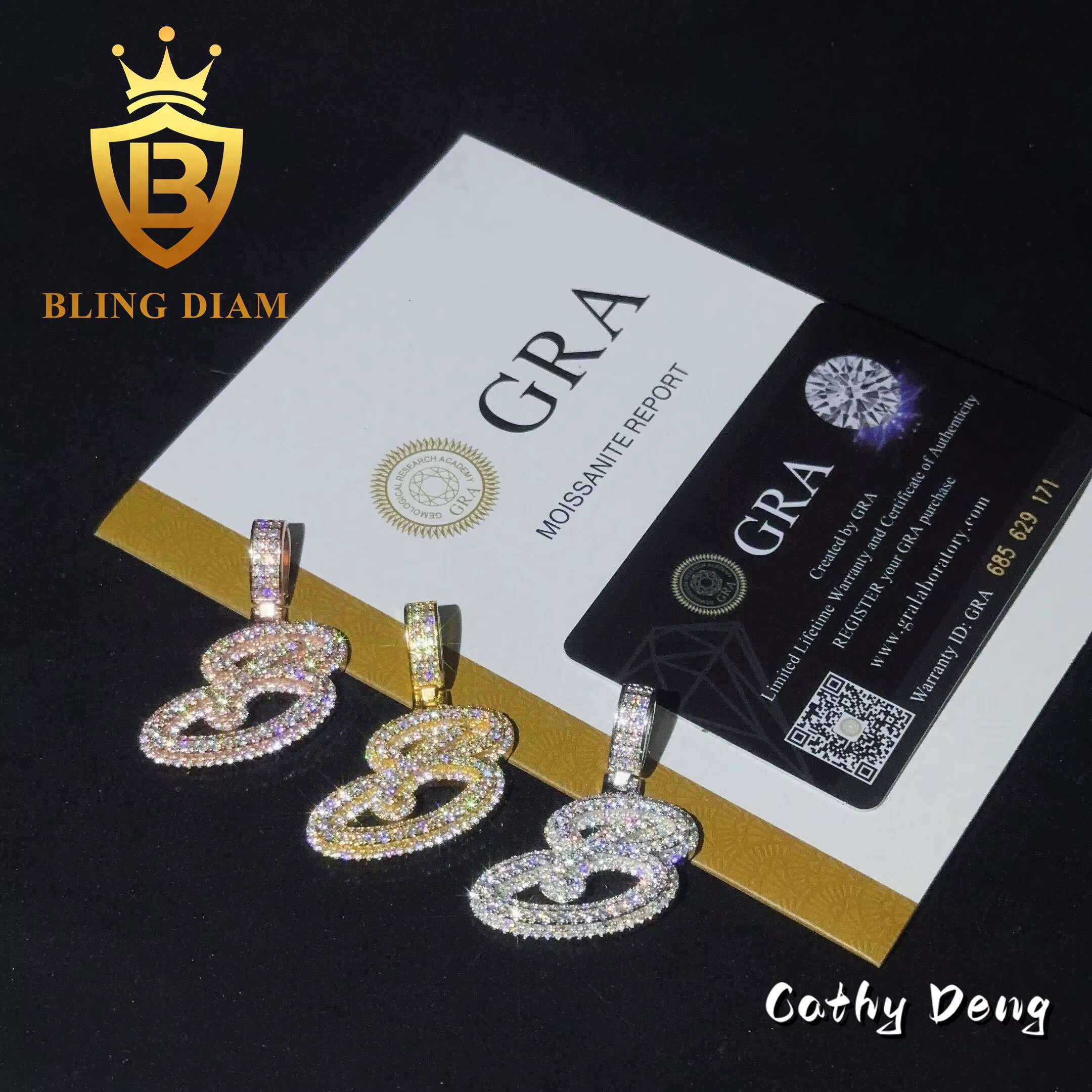 Wholesale Price Hip Hop Jewelry Moissanite Diamond Letter Splicing Pendant 925 Silver Charm Pendant Pass Diamond Tester