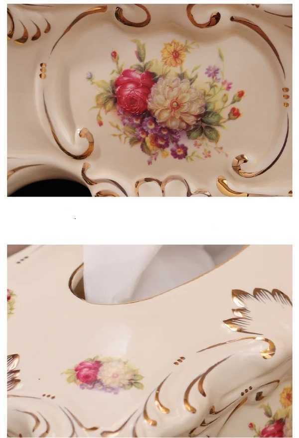 Ceramic Ttissue Box/European Style Floral Pattern Paper Box/Creative Home Napkin Paper Case/Living Room Coffee Table Storage CM251124