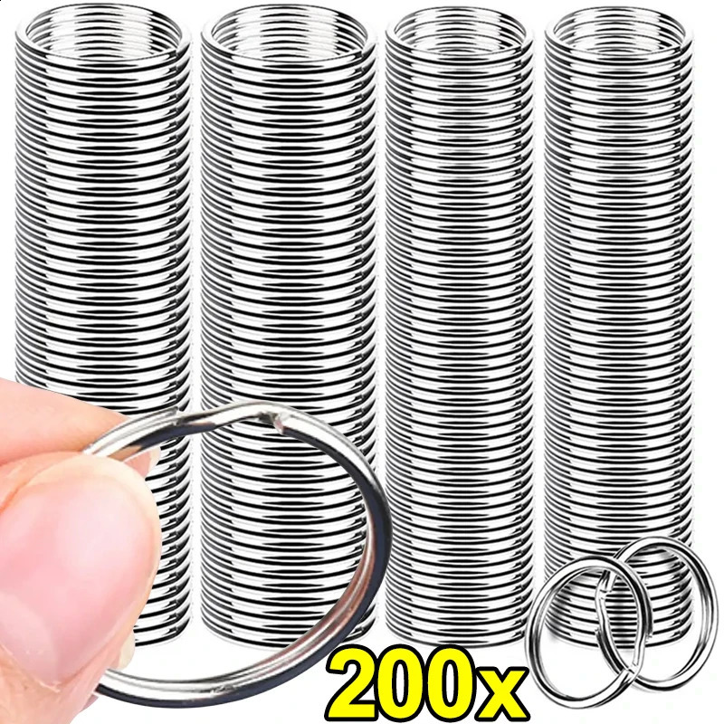 0pcs stainless steel keychain 25mm round flat circular split polished metal blank ring for DIY search 250418 250418