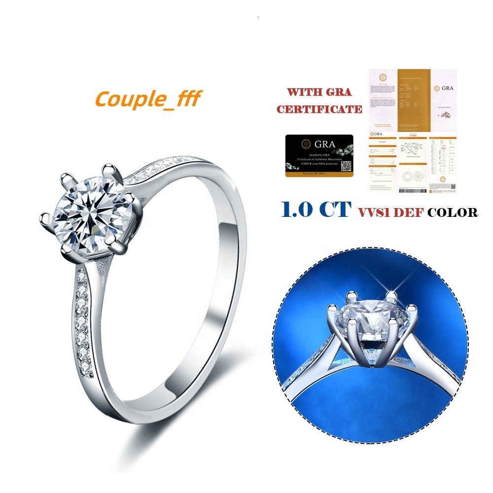 New Arrival 1 Ct Moissanite D VVS 925 Sterling Silver Jewelry 18K Gold Plated Ring for Women Wedding Bands Engagement Rings