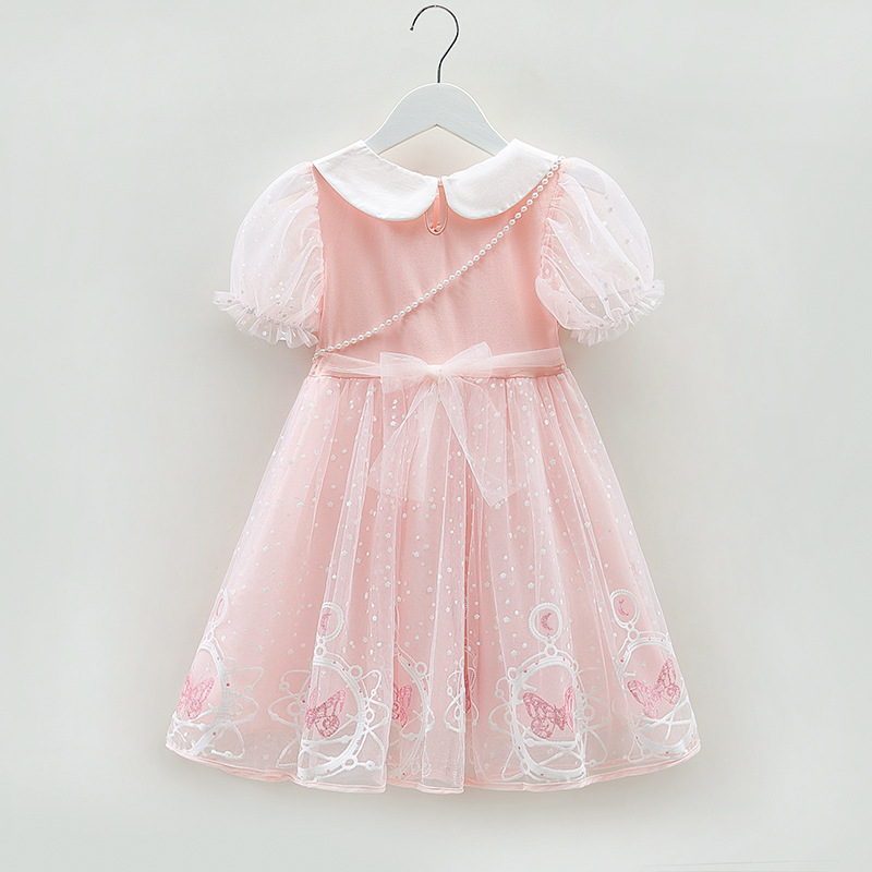 DISNEY Girl short-sleeved baby kids designer clothes Elsa princess designer clothes toddler dress mesh dress baby short-sleeved dress summer dress.